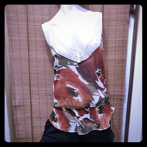 Pre-owned A&F medium floral sheer peplum boho tank top